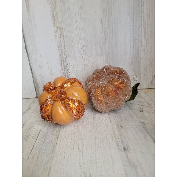 Pumpkin glitter frosted mini home decor set Halloween fall - Picture 5 of 6